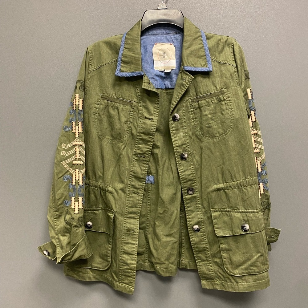 Anthro Brand Hei Hei Beaded & Embroidered Utility Jacket Size Small - Picture 2 of 9
